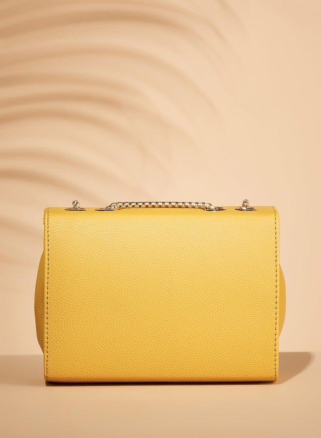 فارجو حقيبة كتف نسائية من الجلد الصناعي من فارجو (أصفر) - Image 5